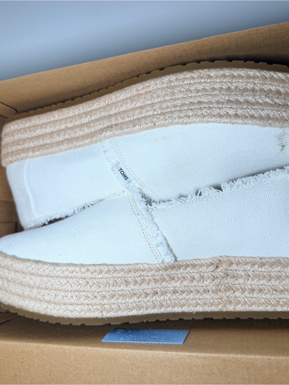 Toms White Canvas Espadrille Platform Slip-Ons - Picture 4 of 4